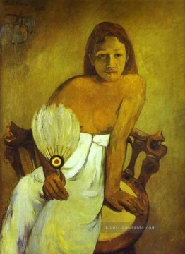 Mädchen mit einem Fan Beitrag Impressionismus Primitivismus Paul Gauguin Ölgemälde